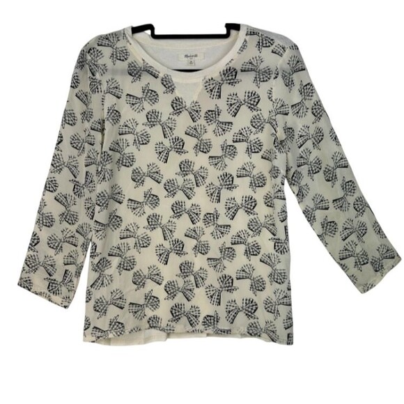 Madewell Tops - Madewell Womens Long Sleeve Silk Top Size M Semi Sheer Bows Preppy Girlcore